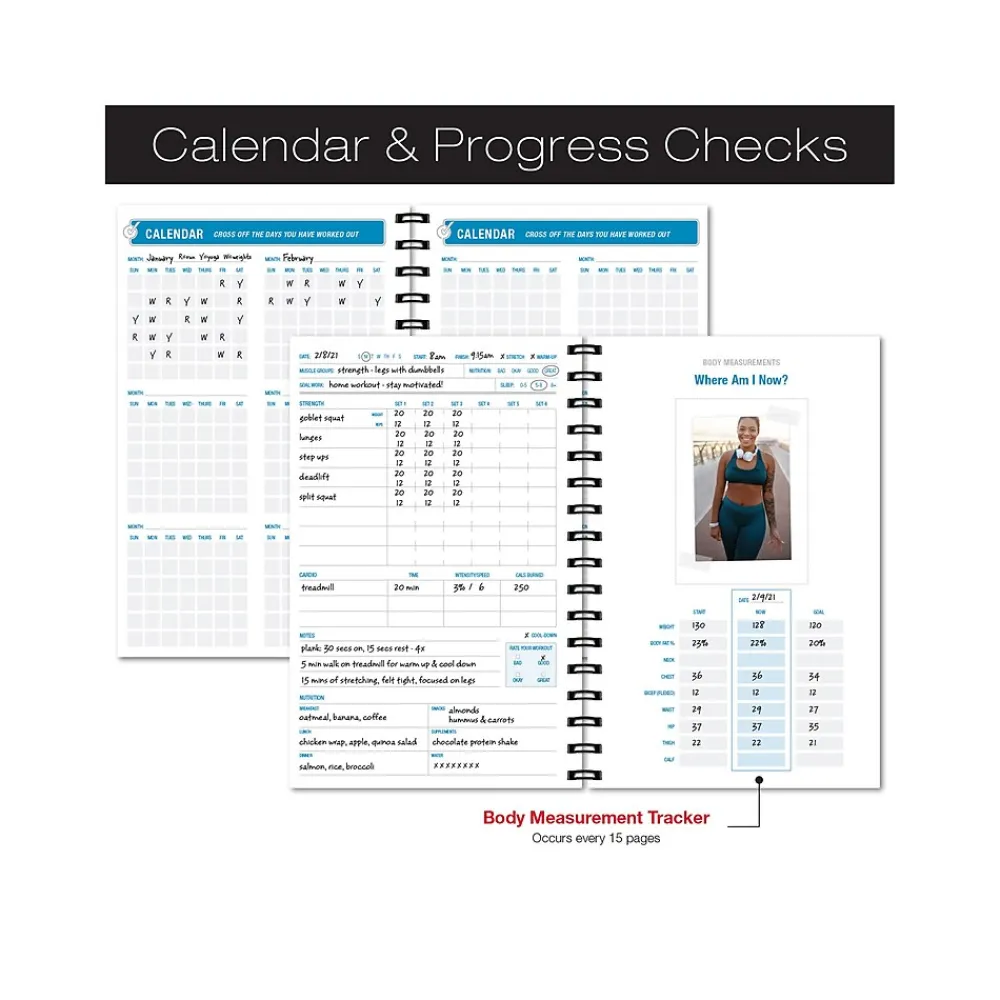 Journals|Global Printed Products Hardcover Fitness Journal, College-Ruled, Blue, 120 Pages (GPP-0068-S)