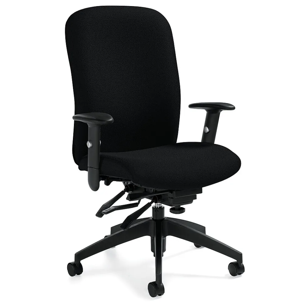 Office Chairs*Global Truform Quilt Fabric Heavy Duty High Back Multi-Tilter Chair, Black