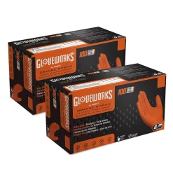 Gloveworks GWON Nitrile Gloves, XX-Large, Orange, 100/Box, 10 Boxes/Carton (GWON49100XX)<Ammex Online
