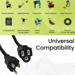GoGreen Power 15' Indoor/Outdoor Extension Cord, 16 AWG, Black (GG-13715BK)