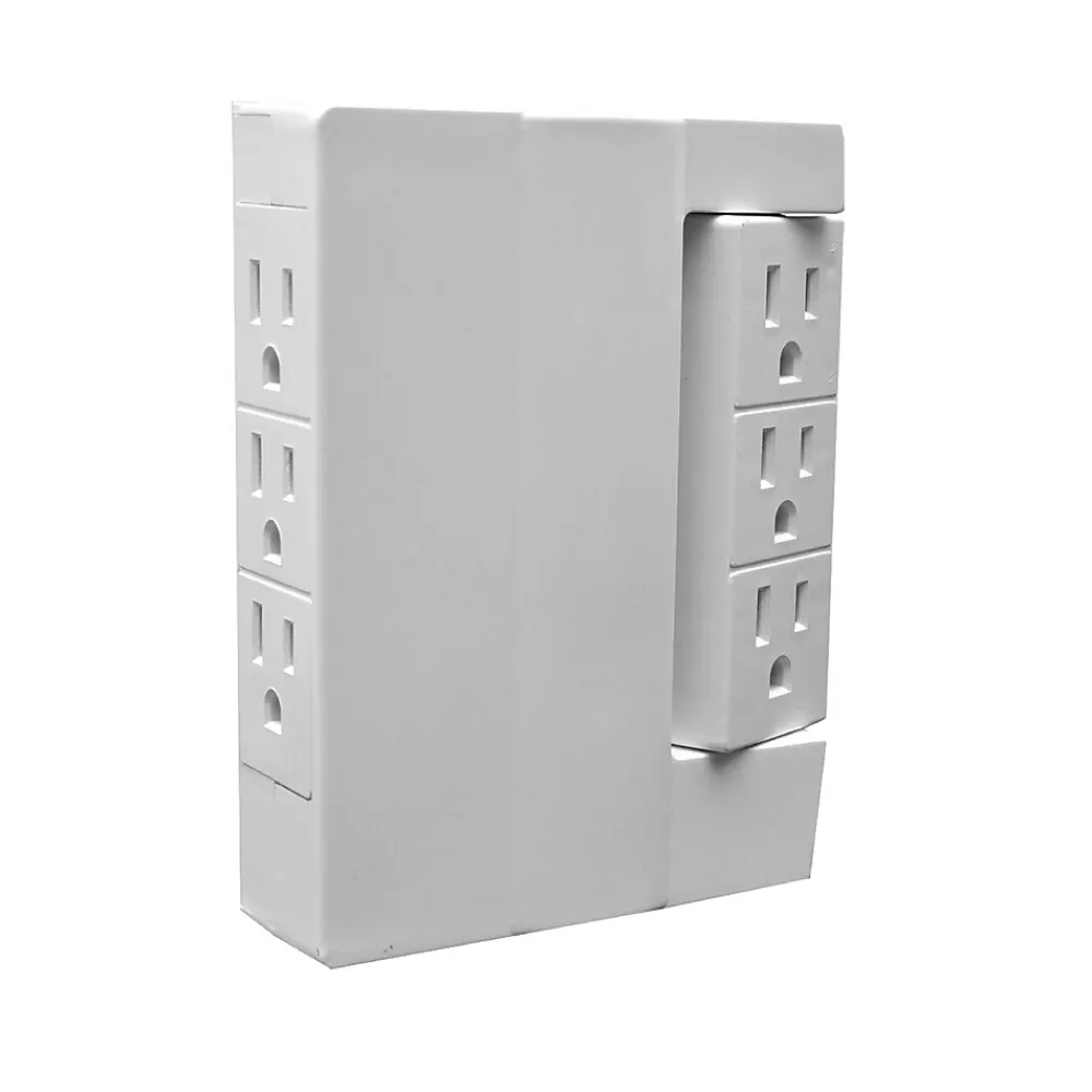 GoGreen Power 6 Outlet Swivel Wall Tap Adapter, White (GG-16000TSW)