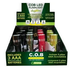 GoGreen Power COB LED Flashlight Display, Assorted Colors (GG-113-COBD12)