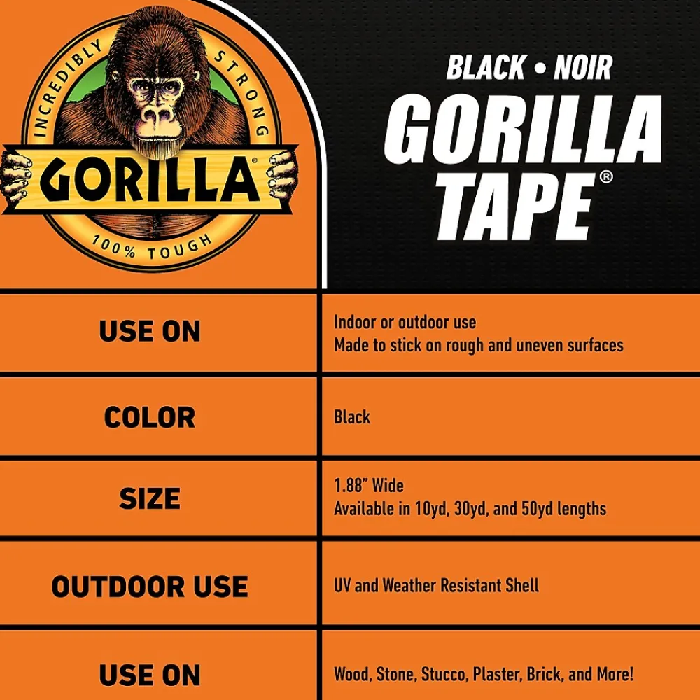 Sale Gorilla Duct Tape, 1.88" x 10 yds., Black (105462)