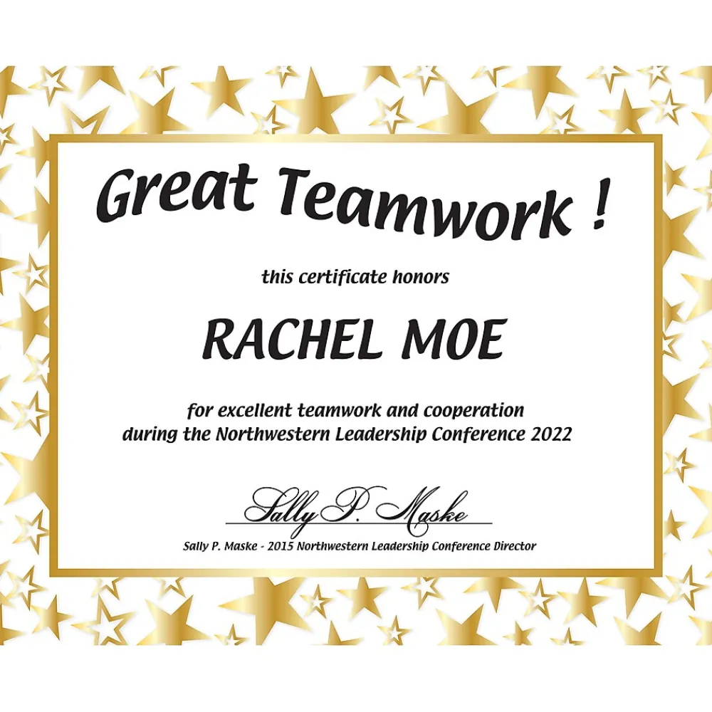 Awards & Certificates*Great Papers Certificates, 8.5" x 11", Gold and White, 50/Pack (2014025)