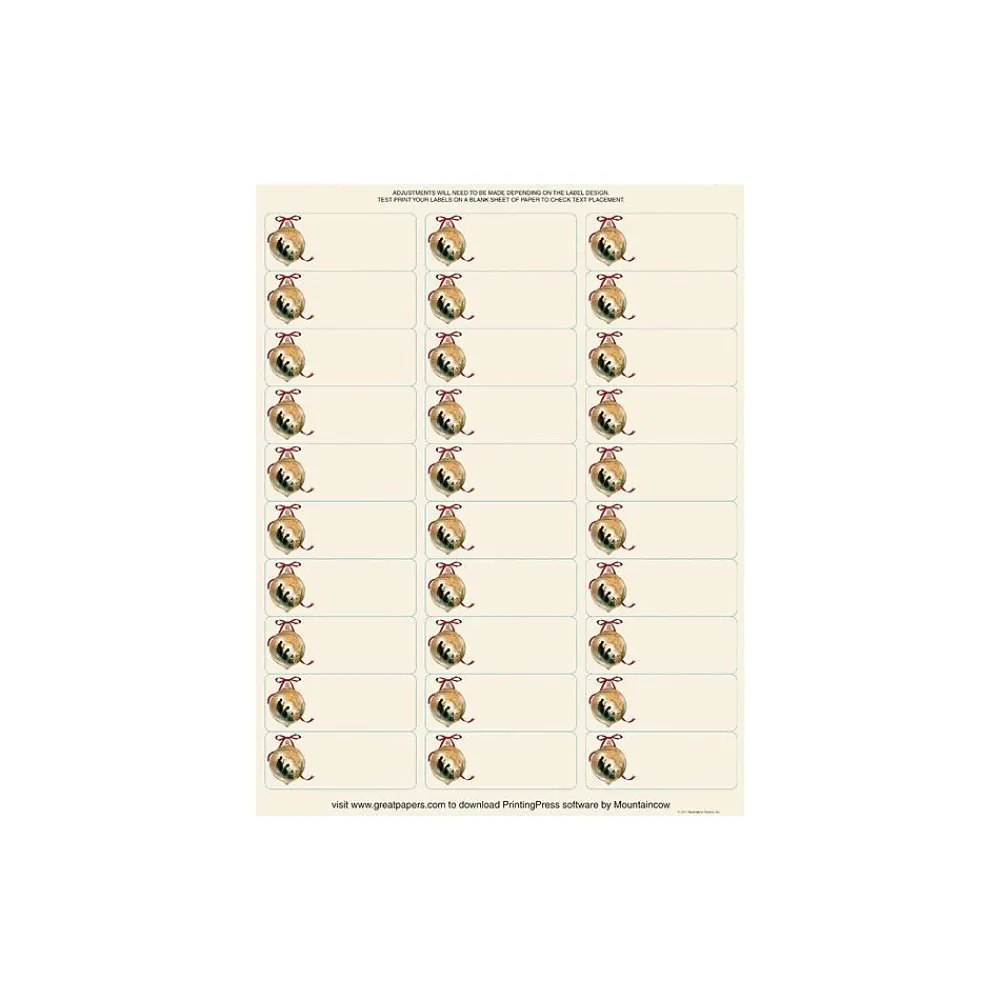 Outlet Great Papers Laser/Inkjet Holiday Address Labels, 1" x 2 5/8", Multicolor, 30 Labels/Sheet, 30 Sheets/Pack (2011849)