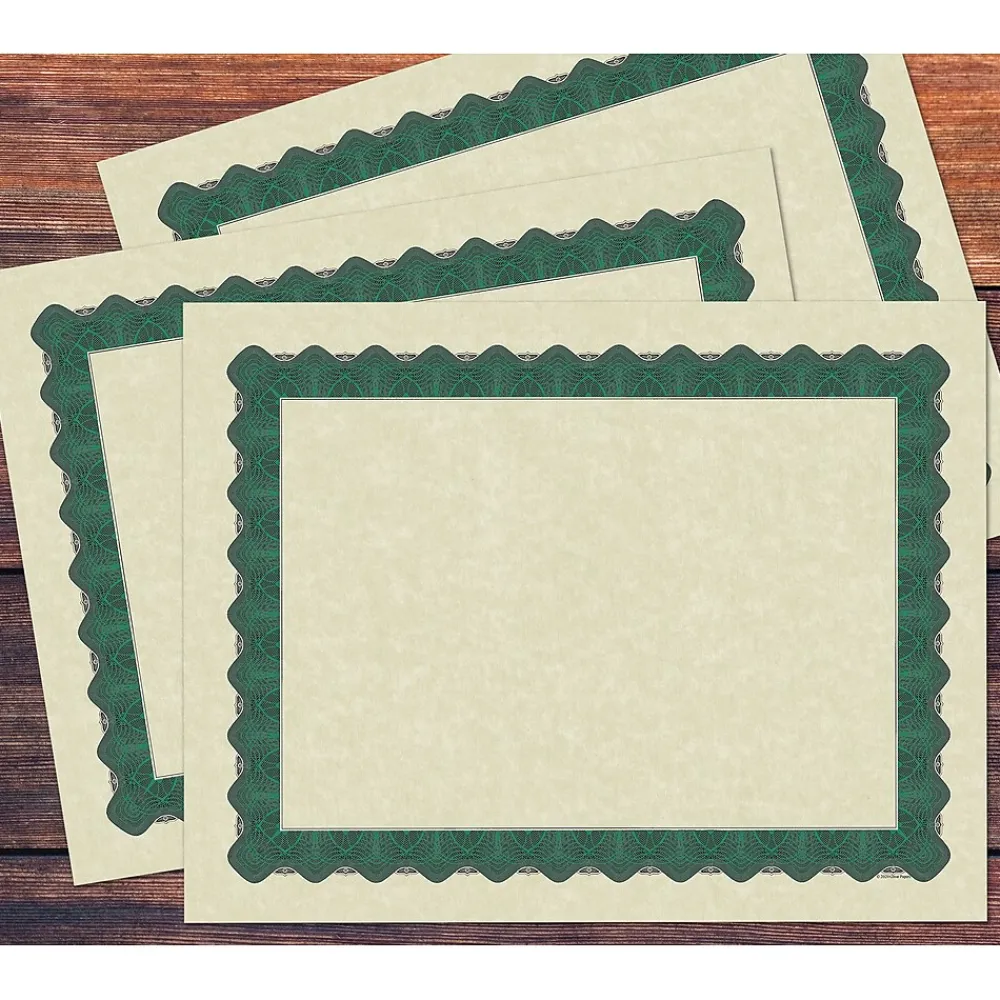 Awards & Certificates*Great Papers Metallic Certificates, 8.5" x 11", Beige/Green, 100/Pack (934200)