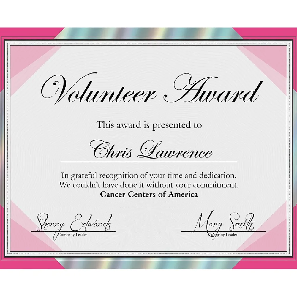 Awards & Certificates*Great Papers Rainbow Foil Certificates, 8.5" x 11", Happy Pink, 15/Pack (2019003)