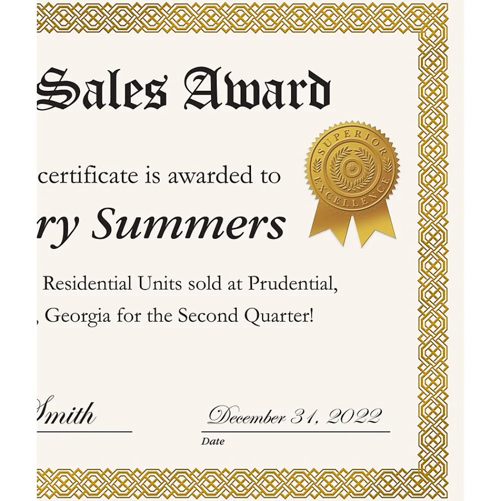 Awards & Certificates*Great Papers ! Star Burst Certificate Seals, 2" x 1", Gold, 48/Pack (903418)