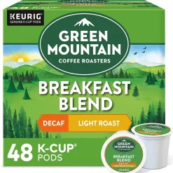 Green Mountain Breakfast Blend Decaf Coffee Keurig® K-Cup® Pods, Light Roast, 48/Box (5000355634)