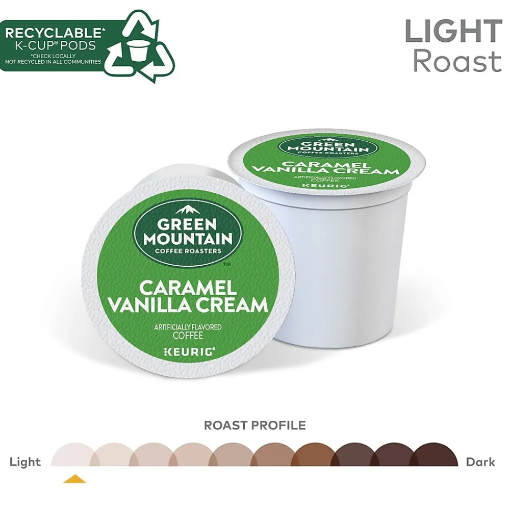 Green Mountain Caramel Vanilla Cream Coffee Keurig® K-Cup® Pods, Light Roast, 48/Box (350072)