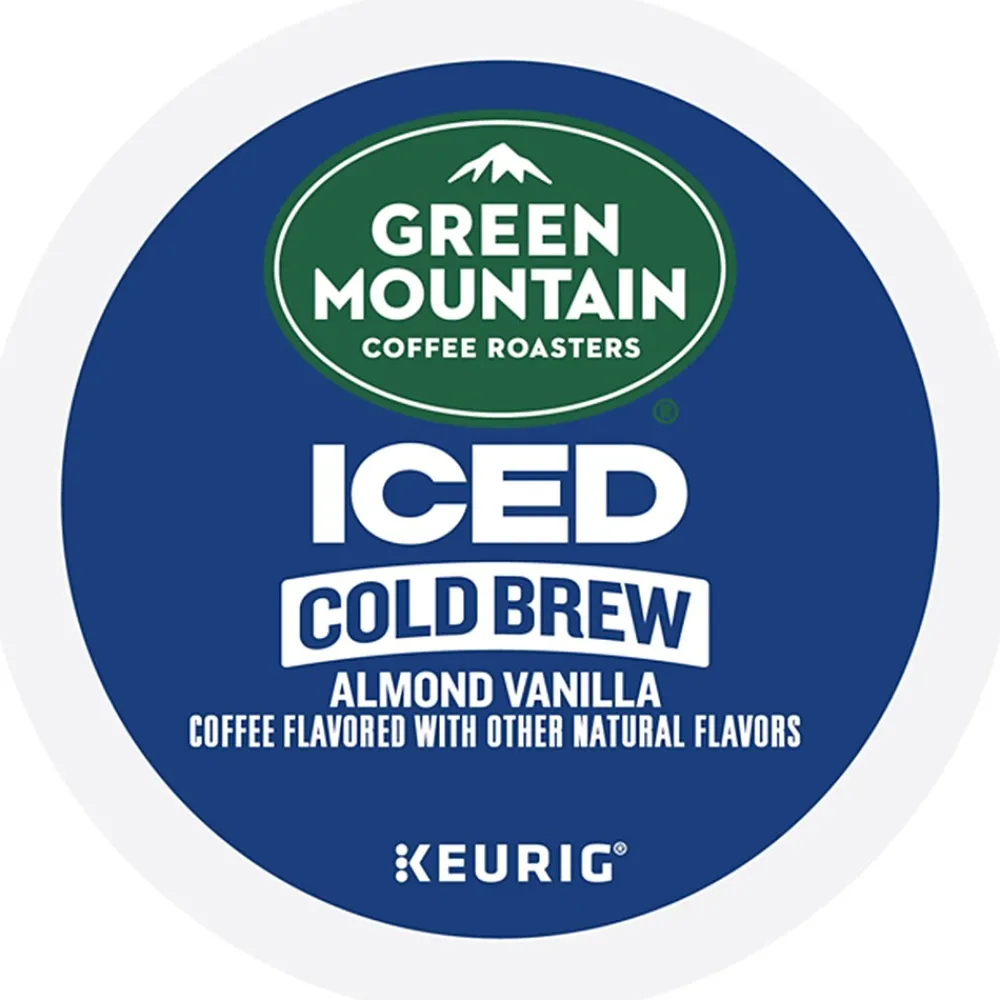 Green Mountain Coffee Roasters Iced Cold Brew Almond Vanilla Iced Coffee Keurig® K-Cup® Pods, Light Roast, 80/Carton