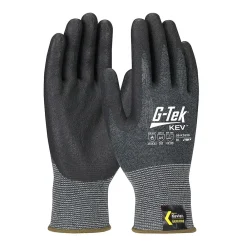 G-Tek KEV Gloves, Kevlar Engineered Yarn, Black 13 Gauge, Nitrile Foam, ANSI A4, Medium (09-K1630/M)