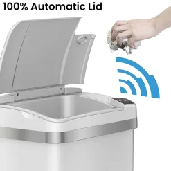 Stainless Steel Rectangular Sensor Trash Can with AbsorbX Odor Control System and Fragrance, White, 4 Gal. (SC04SW)<Halo Best