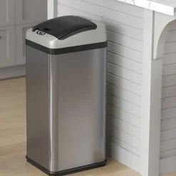 Stainless Steel Rectangular Extra-Wide Sensor Trash Can with AbsorbX Odor Control System, 13 Gal., Silver (SC13RX)<Halo Sale