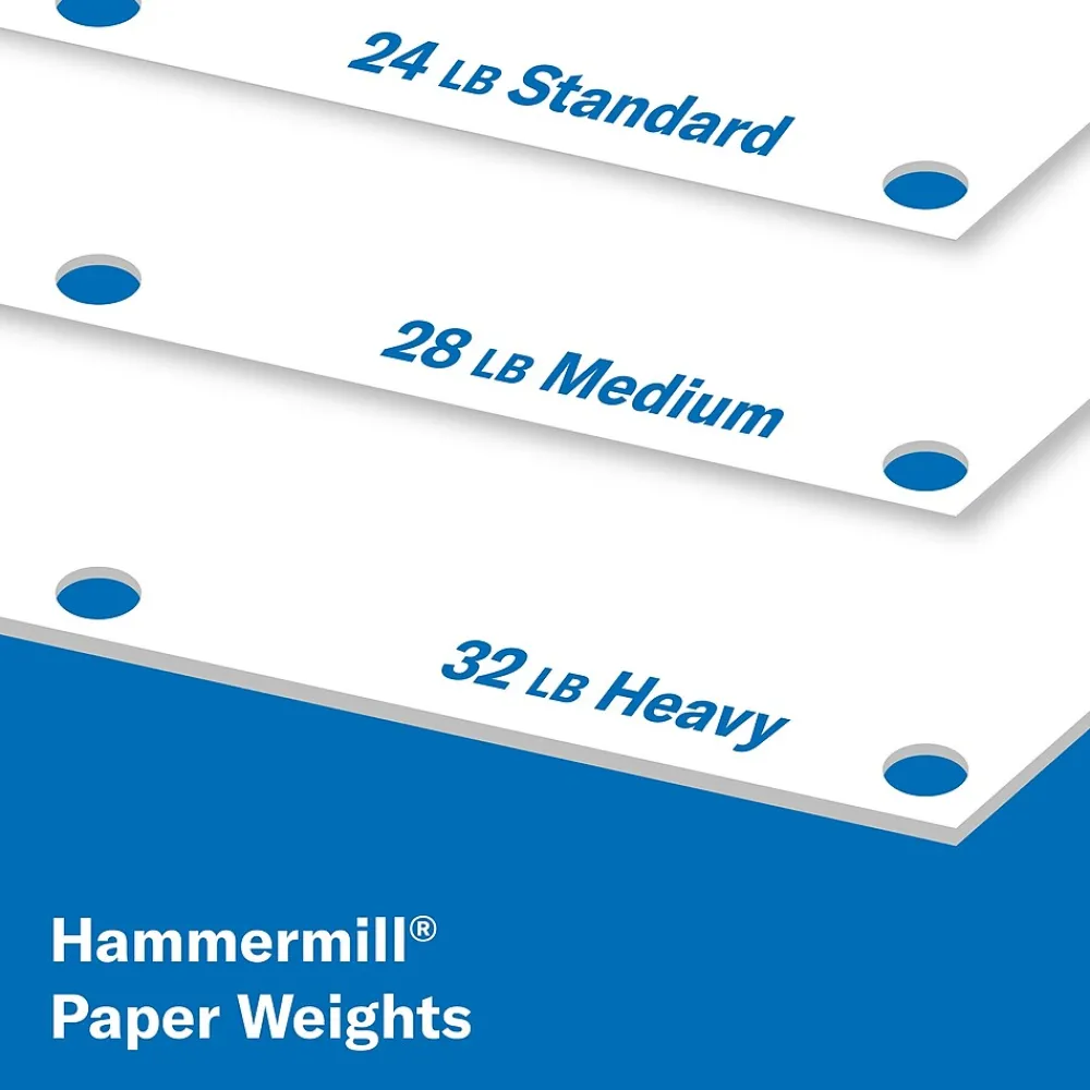 Copy Paper*Hammermill Premium 8.5" x 11" 3-Hole Punched Color Copy Paper, 28 lbs., 100 Brightness, 500 Sheets/Ream, 8 Reams/Carton (102500)