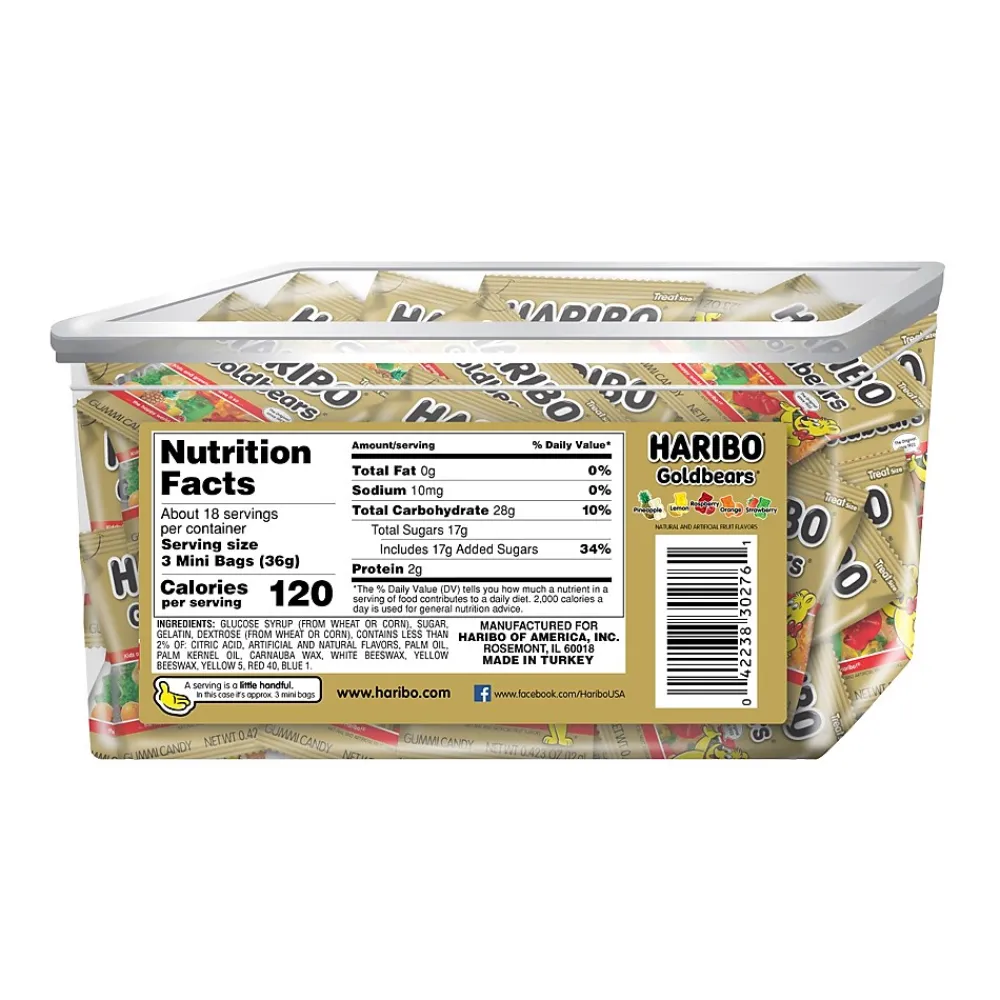 Haribo Gold-Bears Gummi Fruit, 0.4 oz, 54/Carton (209-00181)