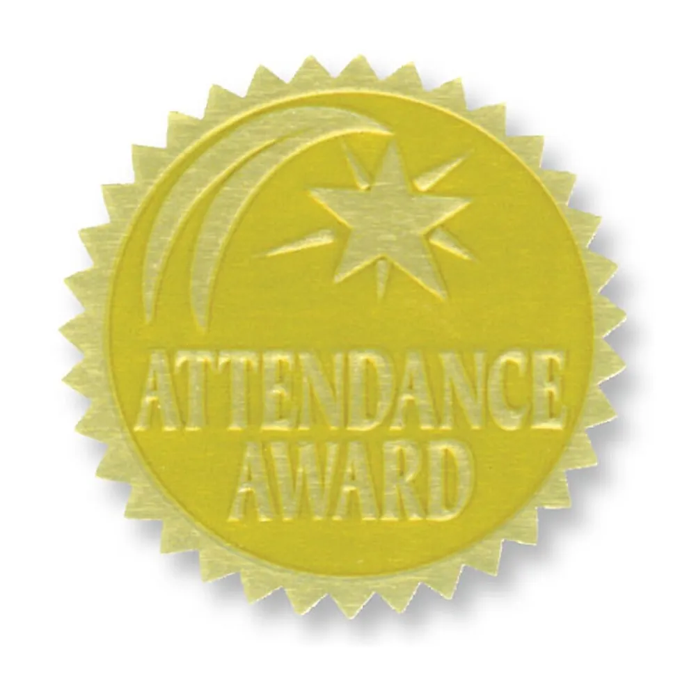 Awards & Certificates*Hayes Attendance Award Gold Foil Embossed Certificate Seals, 1-3/4", Pack of 54 (H-VA375)