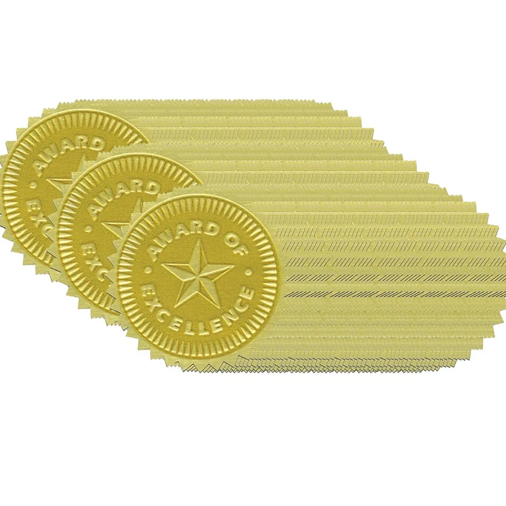 Awards & Certificates*Hayes Publishing Gold Foil Embossed, Award of Excellence, Certificate Seals, 54 Seals Per Pack, 3 Packs (H-VA373-3)
