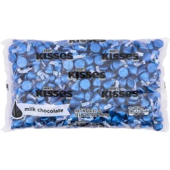 KISSES HERSHEY'S Dark Blue Foil Milk Chocolate Pieces, 66.7 oz., 400/Bag (HEC60194)