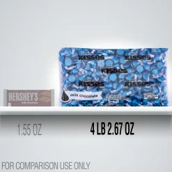 KISSES HERSHEY'S Dark Blue Foil Milk Chocolate Pieces, 66.7 oz., 400/Bag (HEC60194)