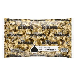 KISSES HERSHEY'S Gold Foil Milk Chocolate with Almonds Pieces, 66.7 oz., 400/Bag (HEC62083)