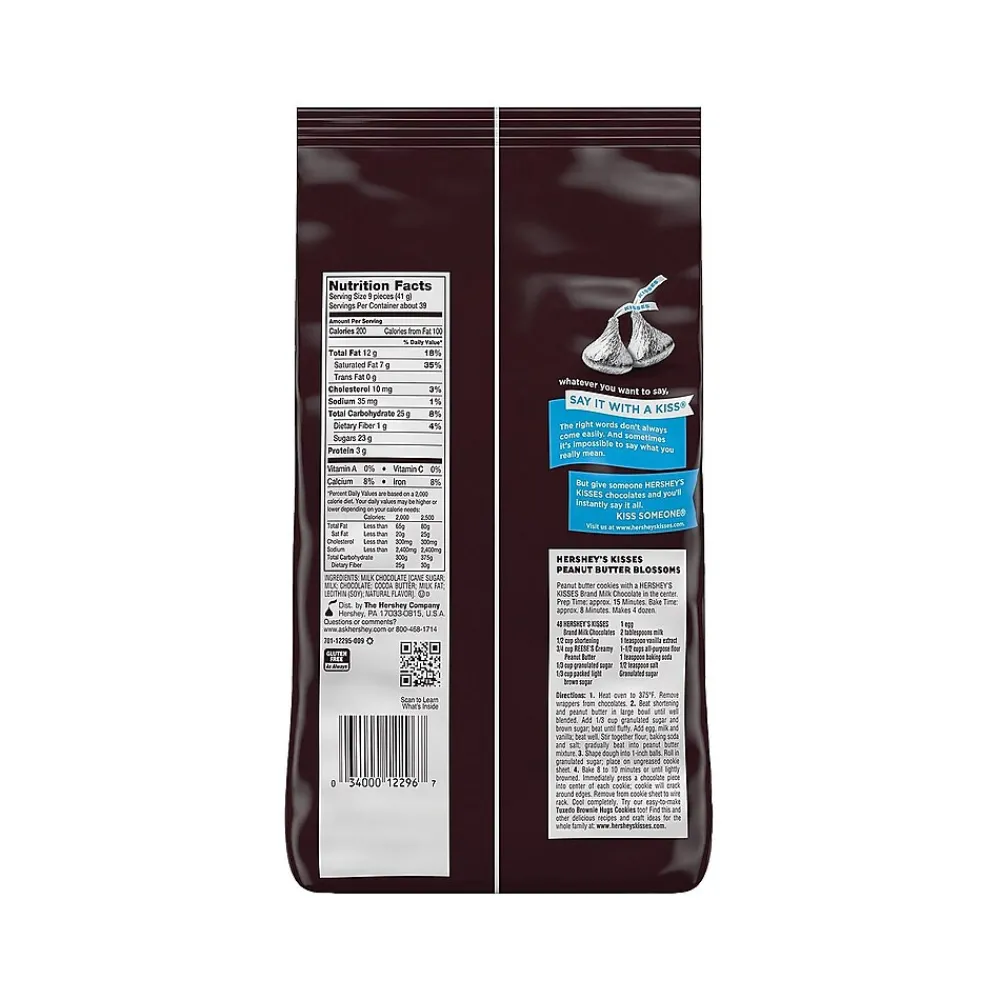 KISSES HERSHEY'S Milk Chocolate Pieces, 56 oz., 330/Bag (HEC12295)