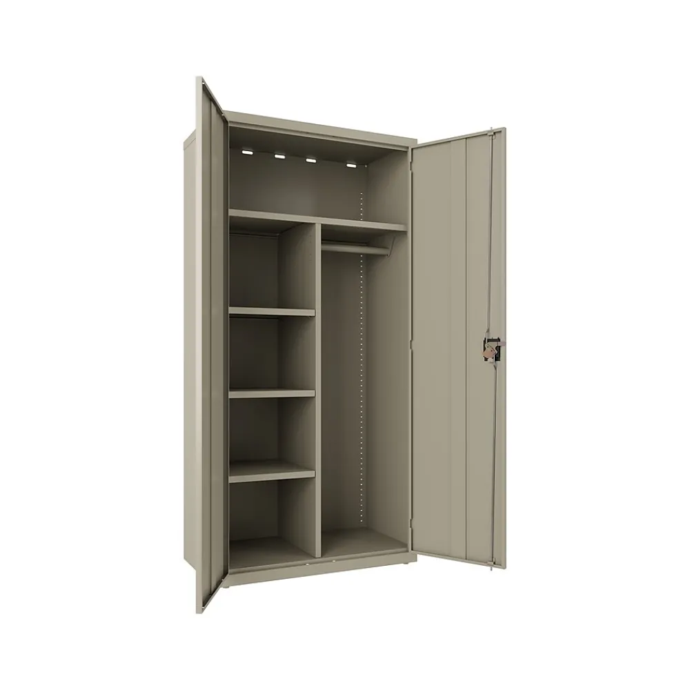 Storage Cabinets*Hirsh 72" Steel Wardrobe Cabinet with 4 Shelves, Putty (22631)