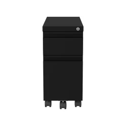 File Cabinets*Hirsh 2-Drawer Mobile Vertical File Cabinet, Letter/Legal Size, Lockable, 21.75"H x 10"W x 19.88"D, Black (22651)