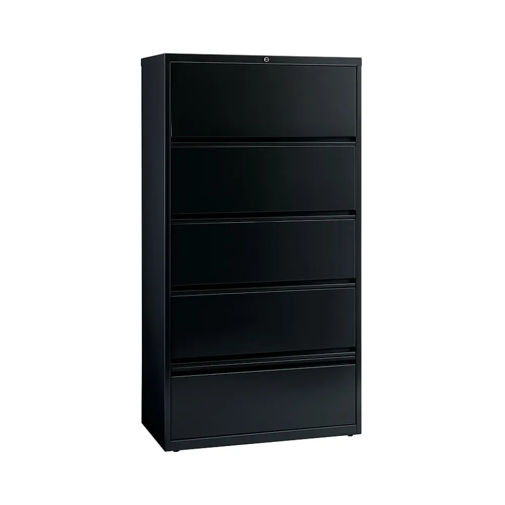 File Cabinets*Hirsh HL10000 Series 5-Drawer Lateral File Cabinet, Locking, Letter/Legal, Black, 36" (17902)