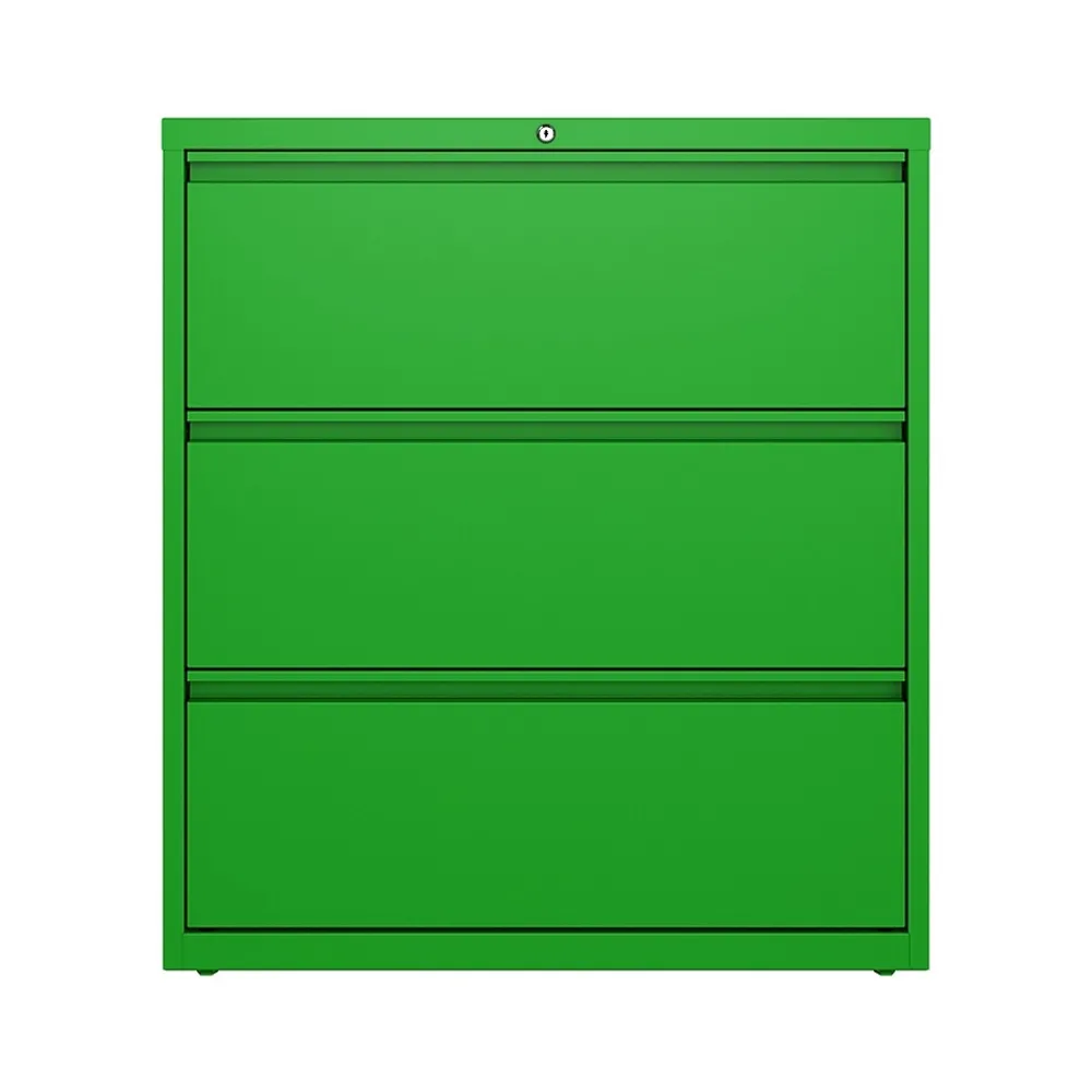File Cabinets*Hirsh HL10000 Series 3-Drawer Lateral File Cabinet, Locking, Letter/Legal, Screaming Green, 36" (24253)