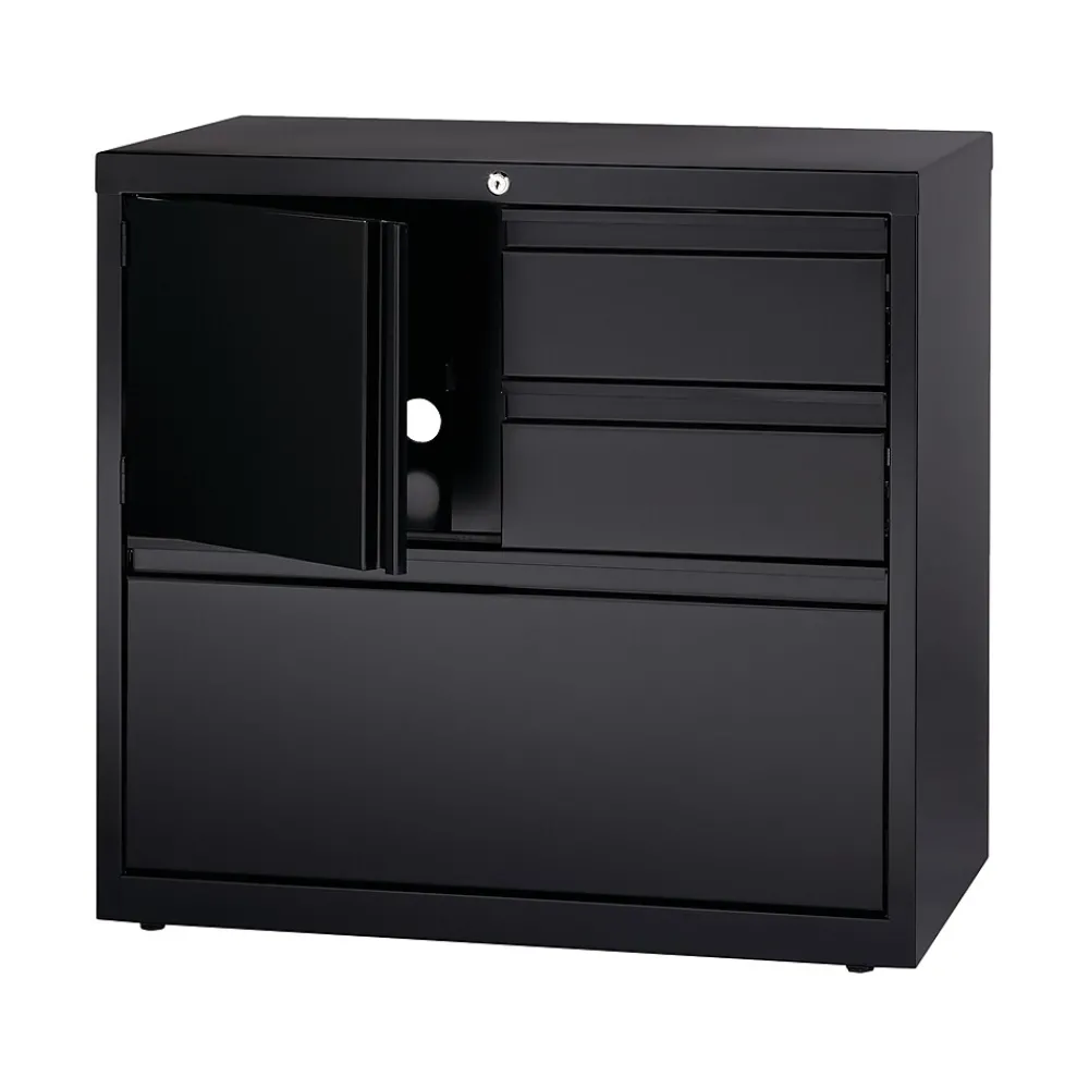 File Cabinets*Hirsh HL8000 Series 3-Drawer Lateral File Cabinet, Locking, Letter/Legal, Black, 30" (19628)