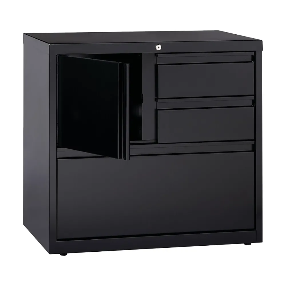 File Cabinets*Hirsh HL8000 Series 3-Drawer Lateral File Cabinet, Locking, Letter/Legal, Black, 30" (19628)