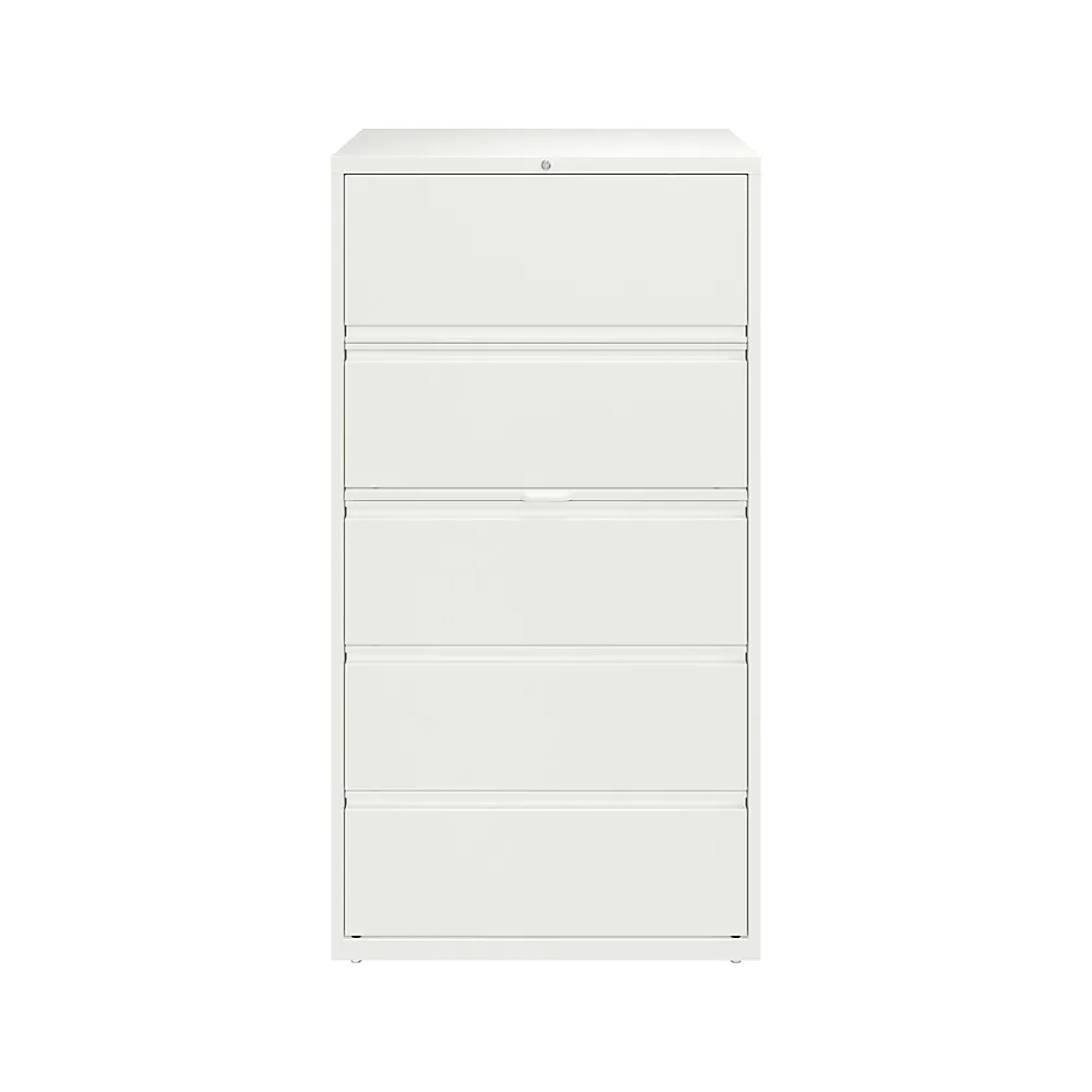 File Cabinets*Hirsh HL10000 Series 5-Drawer Lateral File Cabinet, Locking, Letter/Legal, White, 36" (23703)