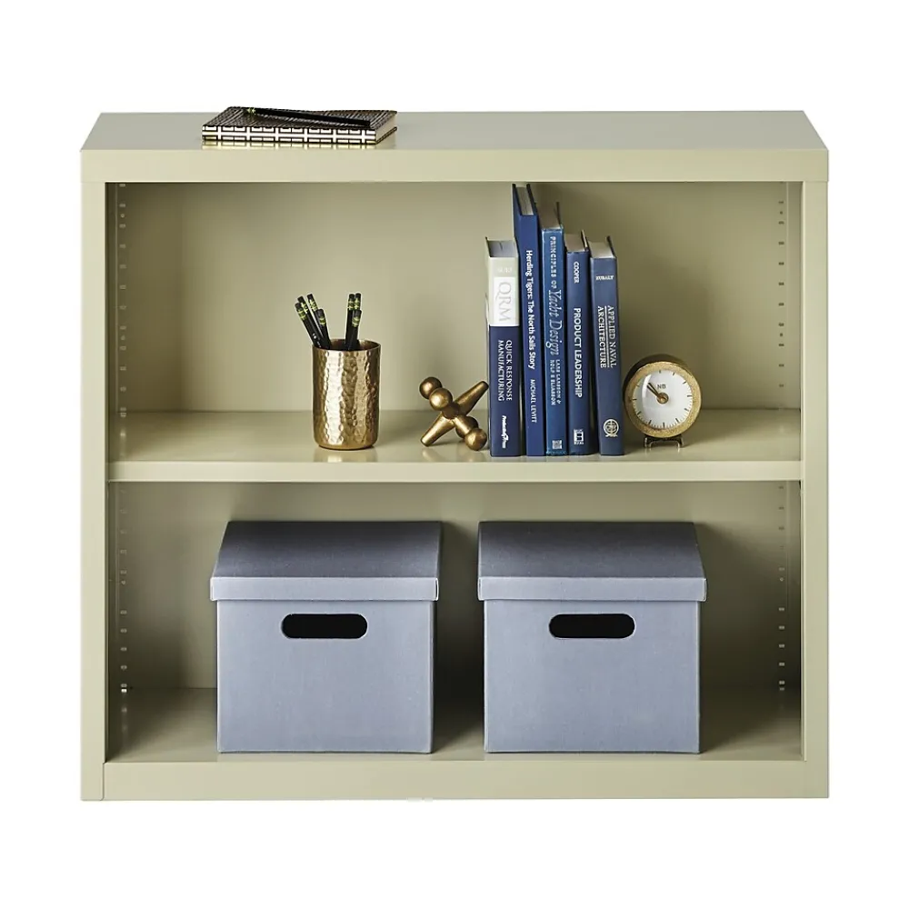 Bookcases*Hirsh HL8000 Series 30"H 2-Shelf Bookcase with Adjustable Shelf, Putty Steel (21986)