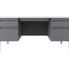 Computer Desks*Hirsh 60"W Double-Pedestal Teacher's Desk, Platinum/White (22645)