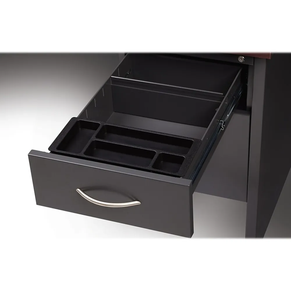 Computer Desks*Hirsh 48"W Single-Pedestal Computer Desk, Charcoal/Mahogany (20540)