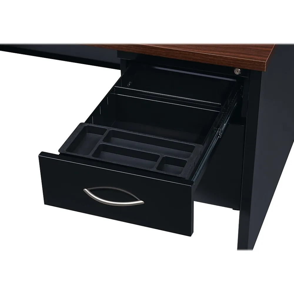 Computer Desks*Hirsh 48"W Single-Pedestal Desk, Black/Walnut (20539)
