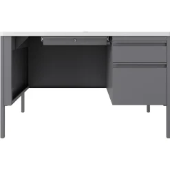 Computer Desks*Hirsh 48"W Single-Pedestal Teacher's Desk, Platinum/White (22643)