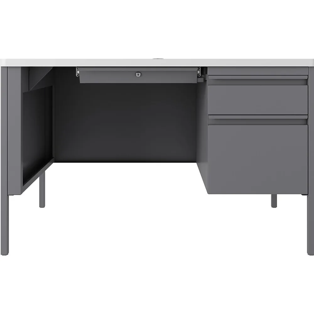 Computer Desks*Hirsh 48"W Single-Pedestal Teacher's Desk, Platinum/White (22643)