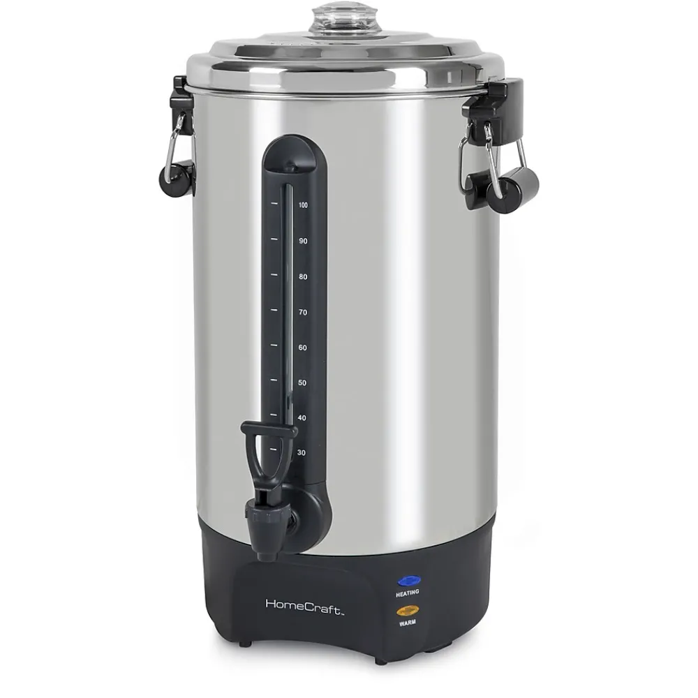 HomeCraft HCCU100SS 100-Cups Coffee Urn, Silver/Black