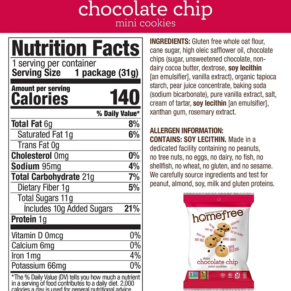 HomeFree Gluten Free Cookies Variety Pack, 1.1 oz., 20/Box (600-00264)