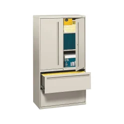 File Cabinets*HON ® 700 Series 2 Drawer Lateral File Cabinet w/Roll-Out & Posting Shelves, Light Grey, Letter/Legal, 36"W (785LSQ)