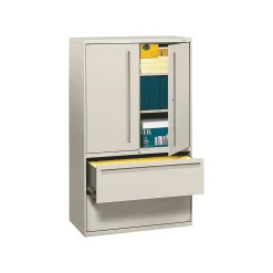 File Cabinets*HON 700 Series 2 Drawer Lateral File Cabinet w/Roll-Out & Posting Shelves, Light Grey, Letter/Legal, 42"W (795LSQ)