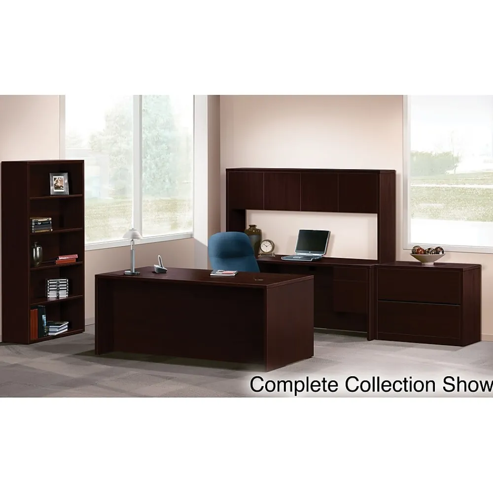 Office Desks*HON 10500 Series Bundle Solutions Left U-Station with Stack-On Storage, Mahogany, 72" x 108"
