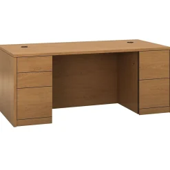 Computer Desks*HON 10500 Series 72"W Double Pedestal Desk with Full Pedestals, Harvest (105890CC)