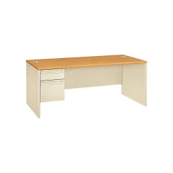 Computer Desks*HON 38000 Series 72"W Left-Pedestal Desk, Harvest/Putty (38294LCL)