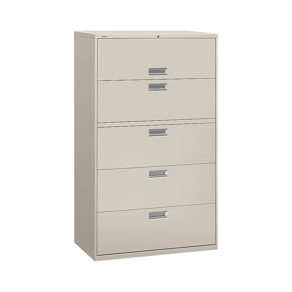 File Cabinets*HON Brigade 600 Series 5-Drawer Lateral File Cabinet, Locking, Letter/Legal, Gray, 42"W (H695.L.Q)