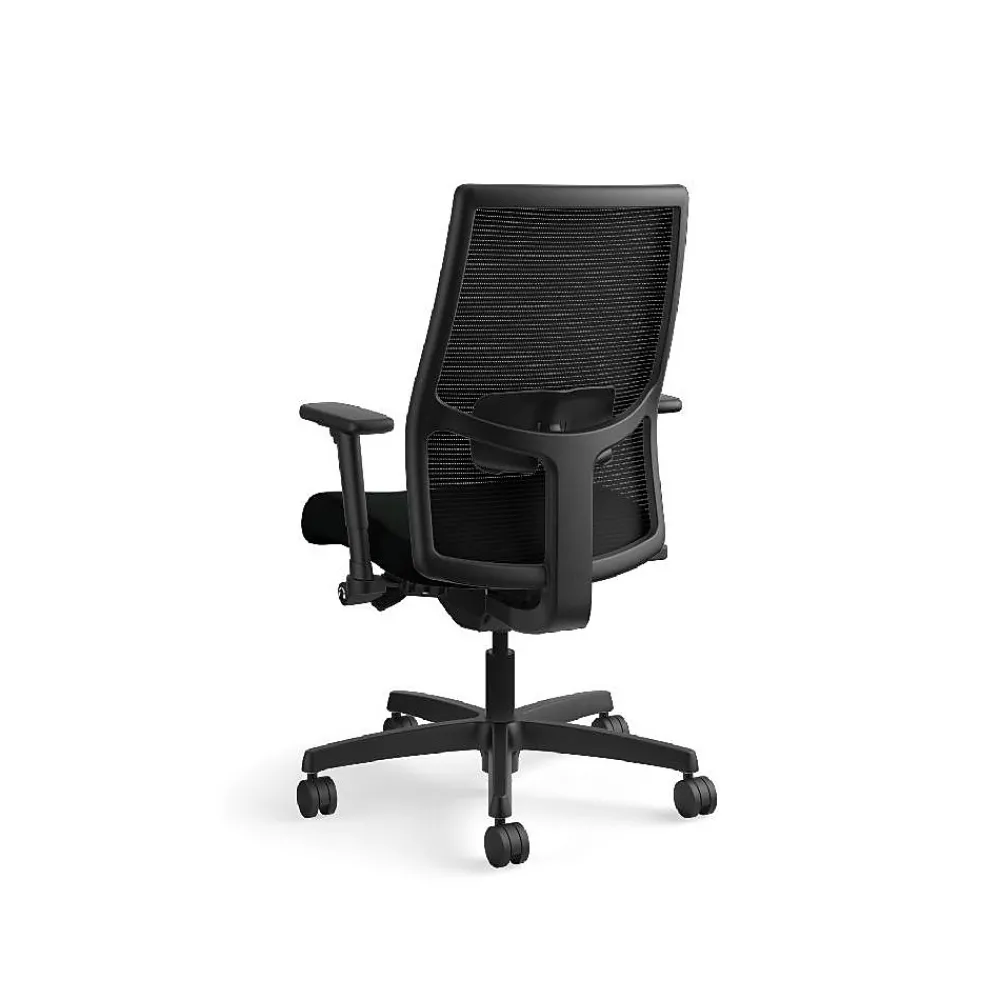 Office Chairs*HON Ignition 2.0 Mesh/Vinyl Mid-Back Task Chair, Adjustable Arms, Black (12M2AMLU10TK) Black Vinyl