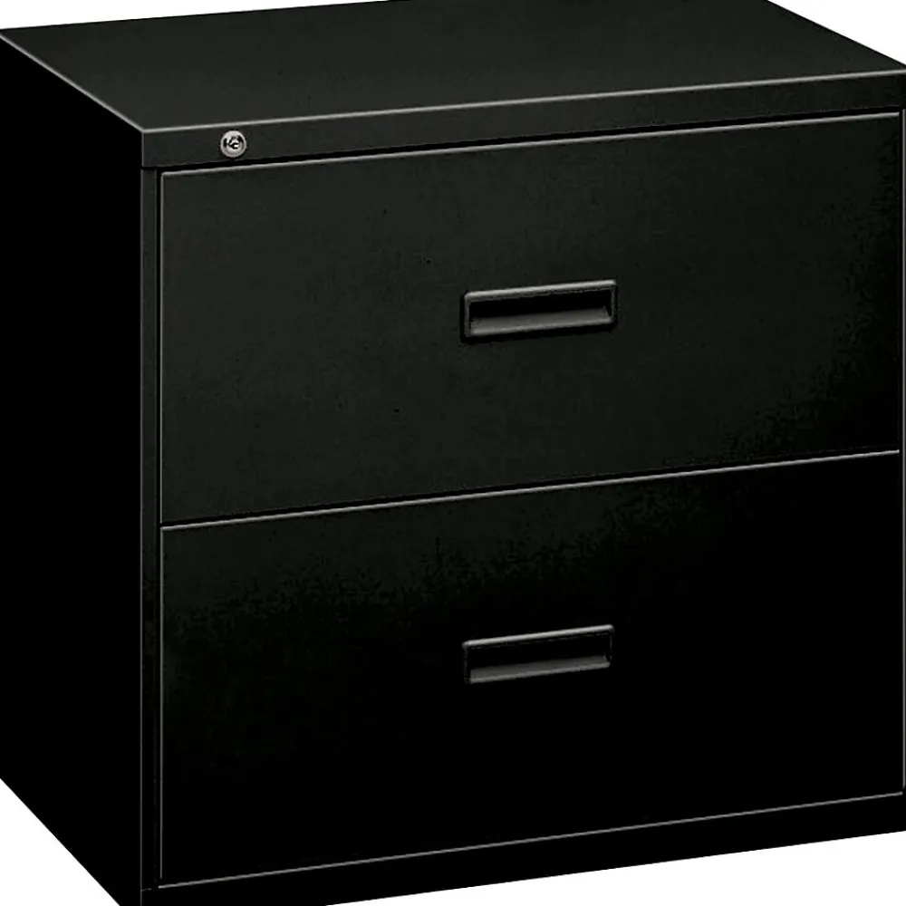 File Cabinets*HON Lateral File, 2 Drawers, Molded Pull, 30"W, Black Finish (BSX432LP)