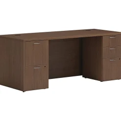 Office Desks*HON Mod 72"W Double-Pedestal Desk, (HLPLDS72PSSE1) Sepia Walnut